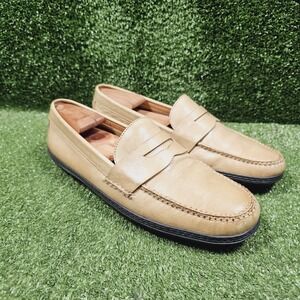Peter‎ Millar Beige Leather Driving Slip On Penny Loafer Casual Shoes Mens 10